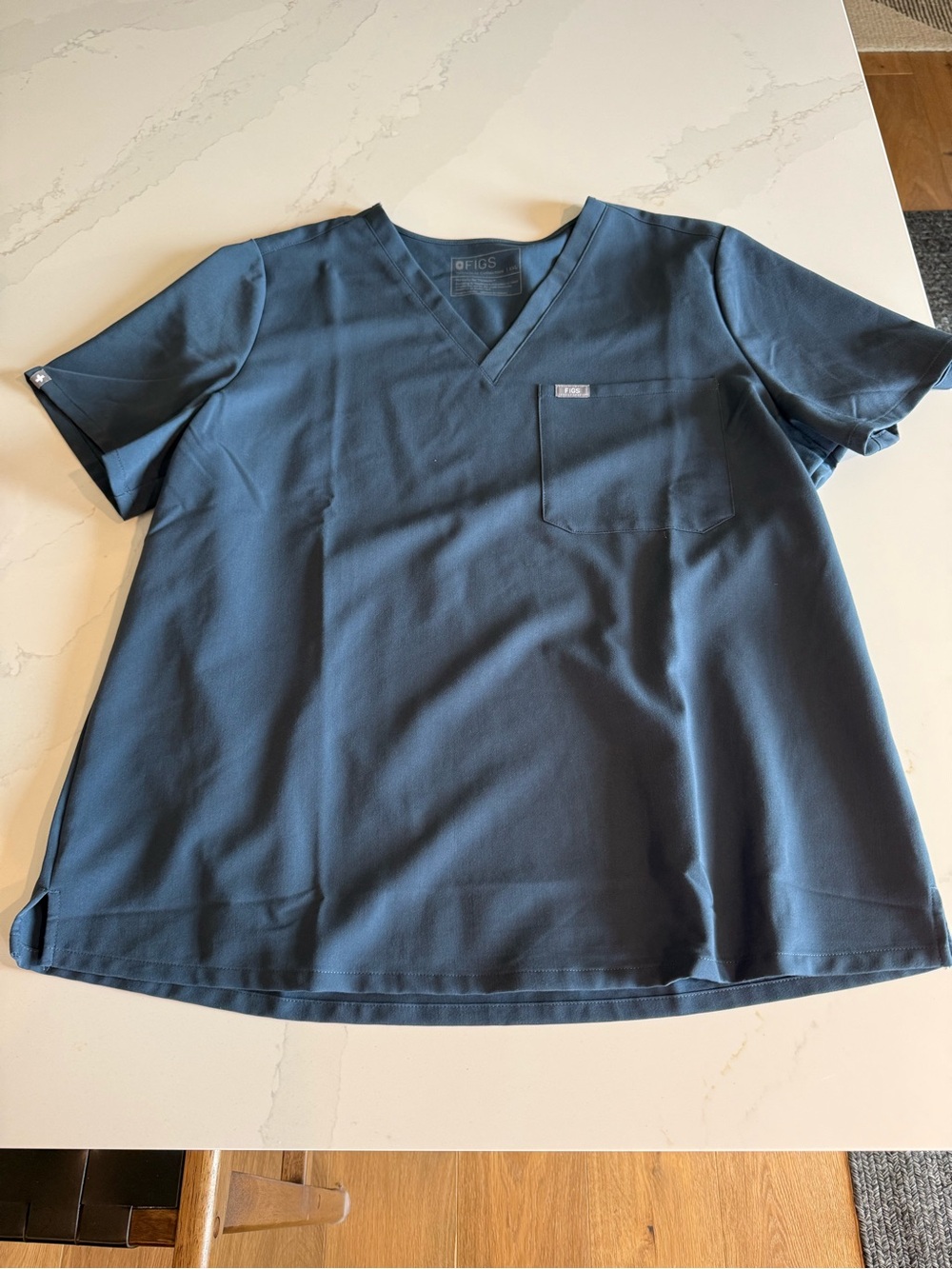 Figs Womens V-Neck Tee in Slate Blue